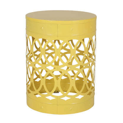 Large Outdoor Metal End Table with Floral Cut