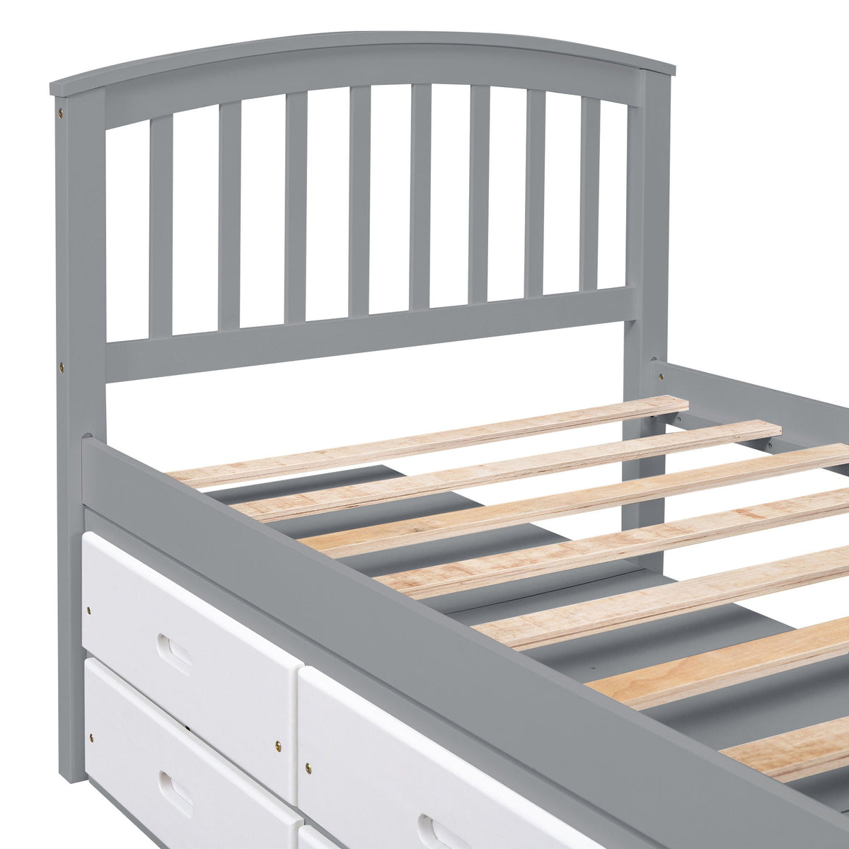 Platform storage bed solid wood in gray with six built-in drawers HouseOfZazla on Tampa Home & Garden Store