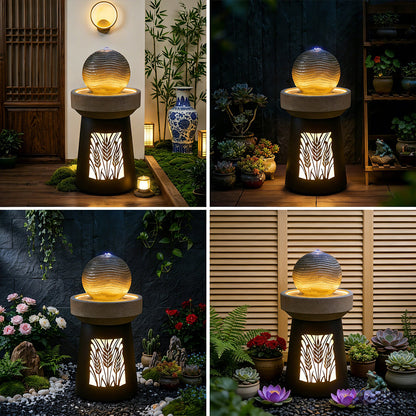 Outdoor Garden Lantern And Leaf Silhouette