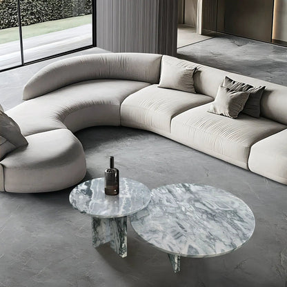 Elegant Coffee Duo Table Set by Unique Piece Furniture, gray marble, two round tables on Tampa Home & Garden Store