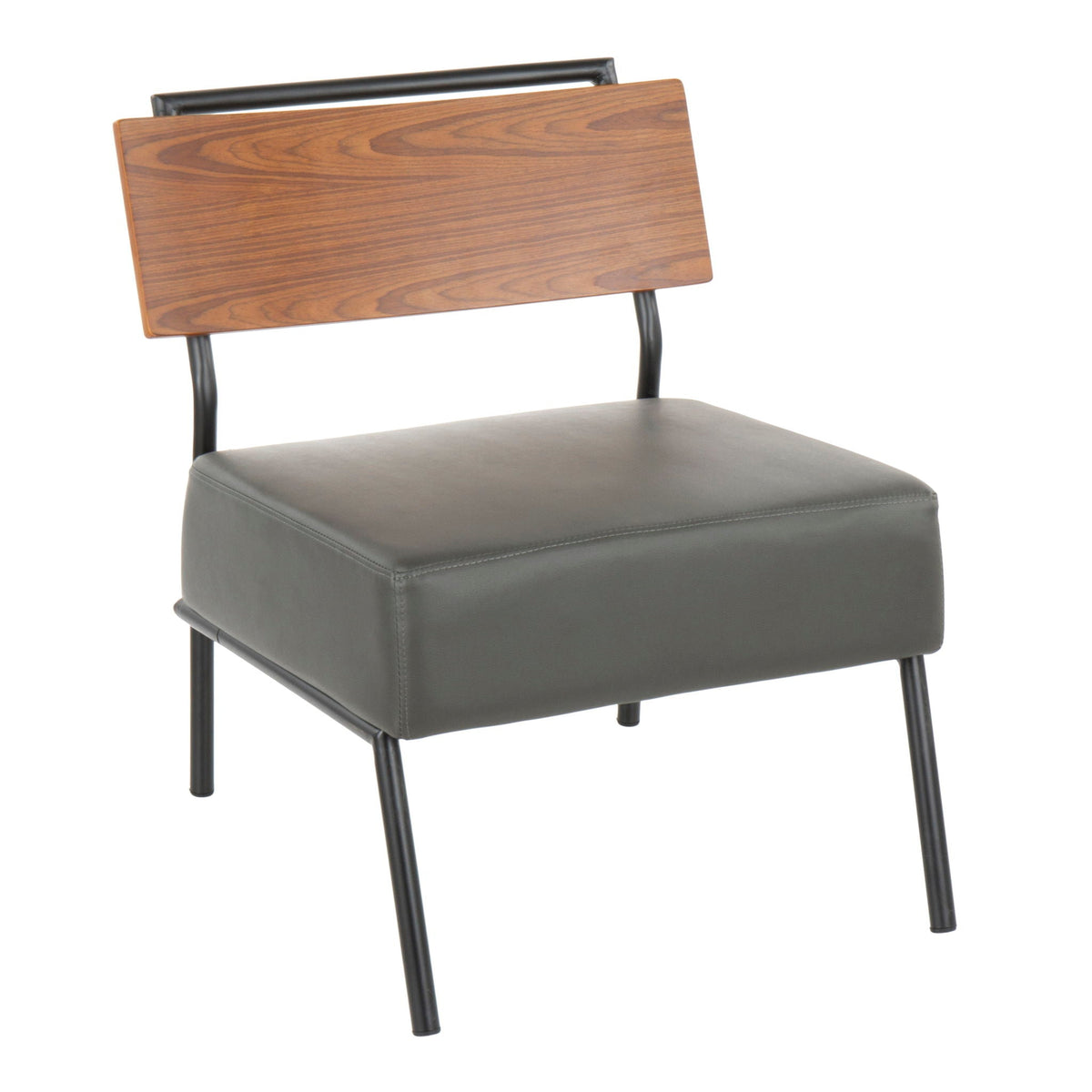 Contemporary Side Chair with Walnut Back and Faux Leather - Gray by HouseOfZazla on Tampa Home & Garden Store