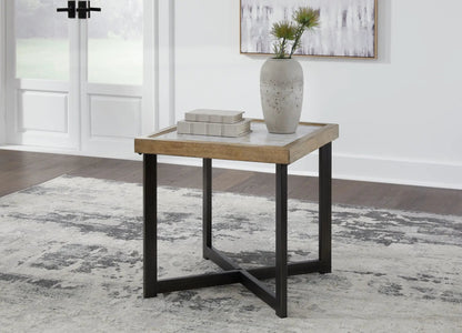 Montia end table Multi by Unique Piece Furniture with wood frame marble top and black legs on Tampa Home & Garden Store