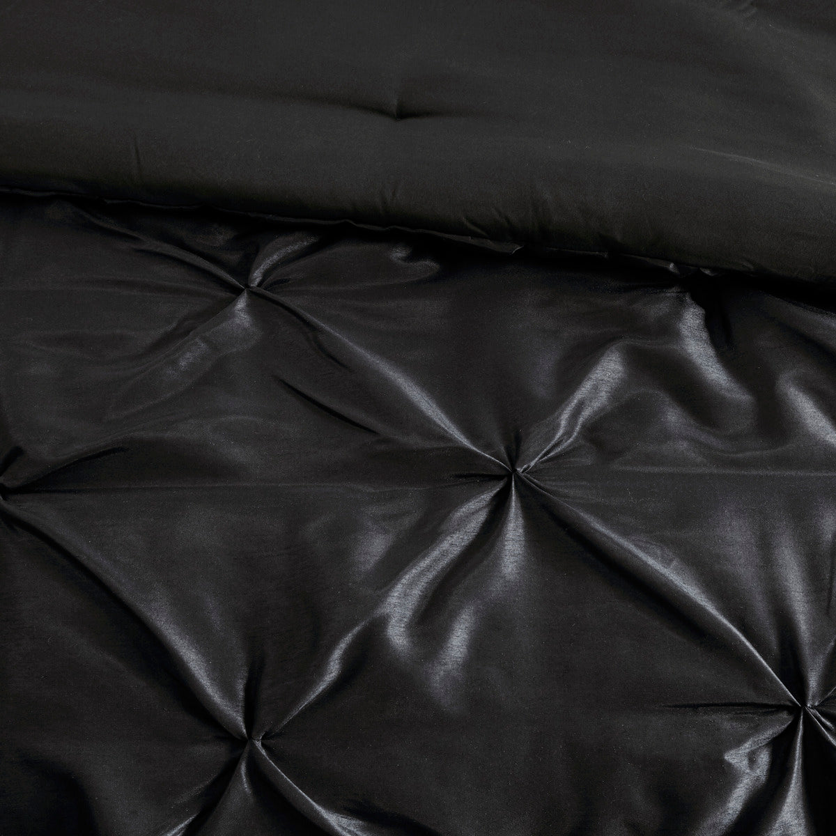 7 Piece Tufted Comforter Set and Black King Bed