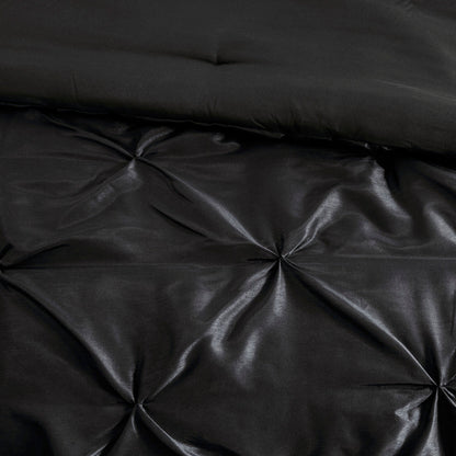 7 Piece Tufted Comforter Set and Black King Bed