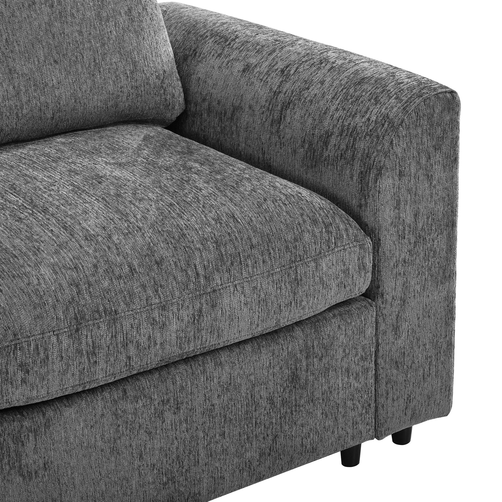 HouseOfZazla U-Style 130.3 modular sectional sofa 4-seater grey textured fabric with black legs on Tampa Home & Garden Store