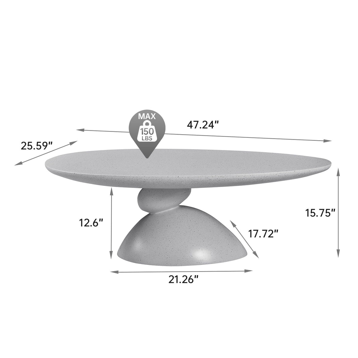 Lucky Stone Shaped End Table with Sculptural Base by HouseOfZazla, round top 21.26 in dia on Tampa Home & Garden Store