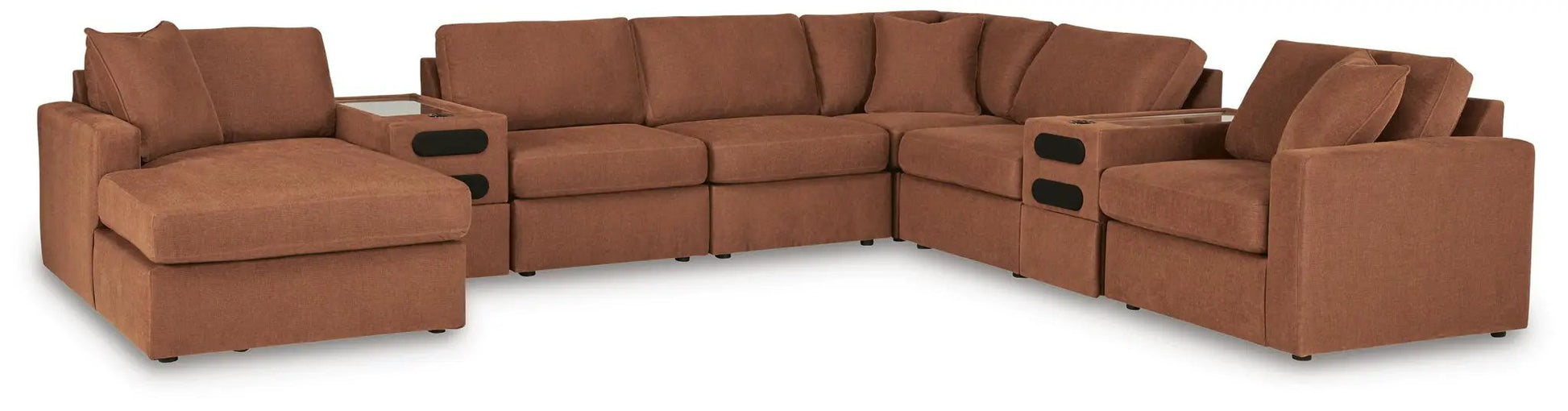 Modmax Sectional in Spice fabric with built-in console tables by Unique Piece Furniture on Tampa Home & Garden Store
