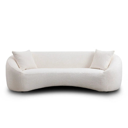 Curved 3 Seater Sofa white boucle fabric by Unique Piece Furniture with two cushions on Tampa Home & Garden Store
