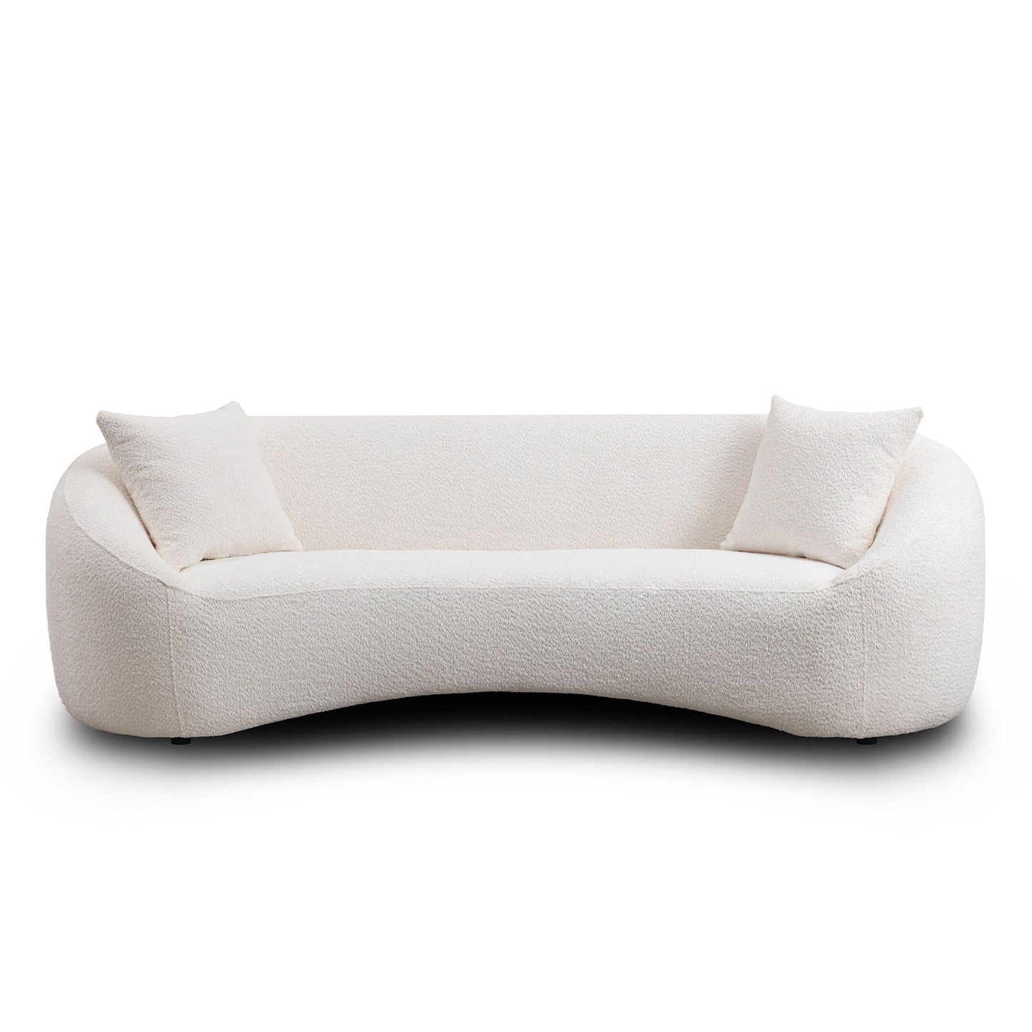 White Curved Three Seater Sofa For Living