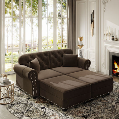 Upholstered Sofa Set with Nailhead and Pillows