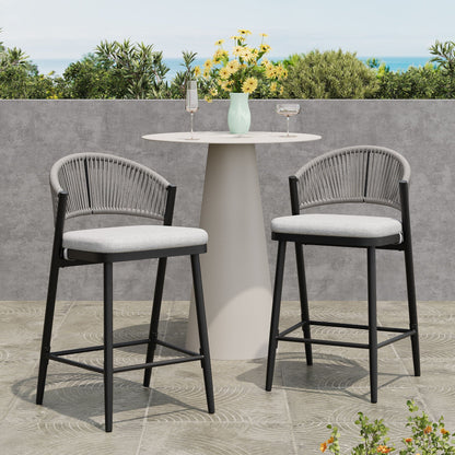 Outdoor Counter Stools with Wicker and Metal