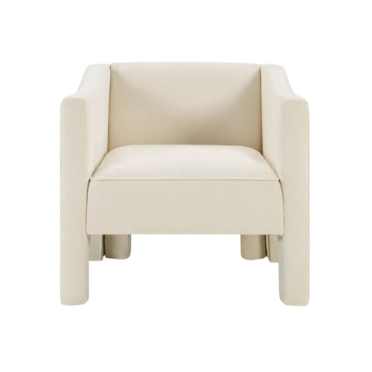 Barrel accent chair with enclosed arms in beige fabric, Unique Piece Furniture on Tampa Home & Garden Store