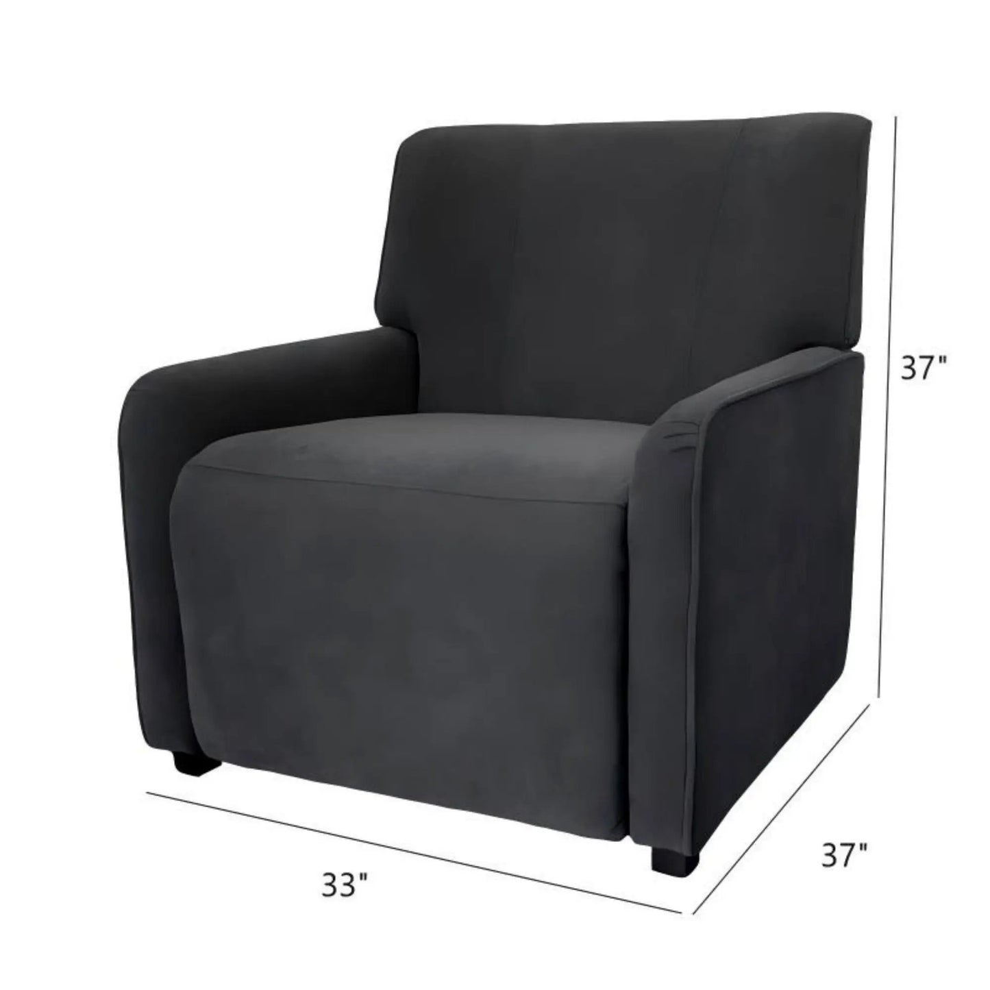 Stylish gray recliner chair with padded arms by Unique Piece Furniture, 33W x 37D x 37H on Tampa Home & Garden Store