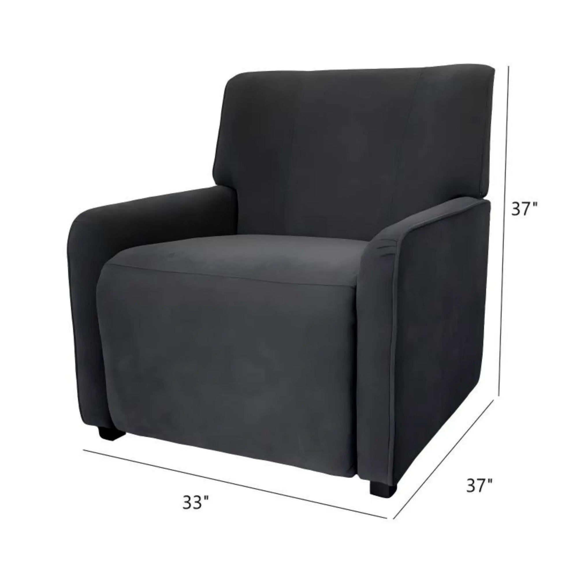 Stylish gray recliner chair with padded arms by Unique Piece Furniture, 33W x 37D x 37H on Tampa Home & Garden Store