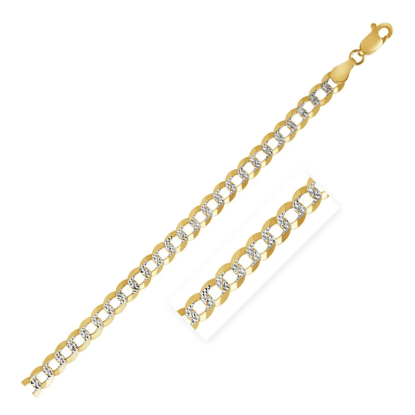 3.2 mm 14k two-tone gold pave curb chain necklace Bids.com with yellow gold links and pavé accents on Tampa Home & Garden Store