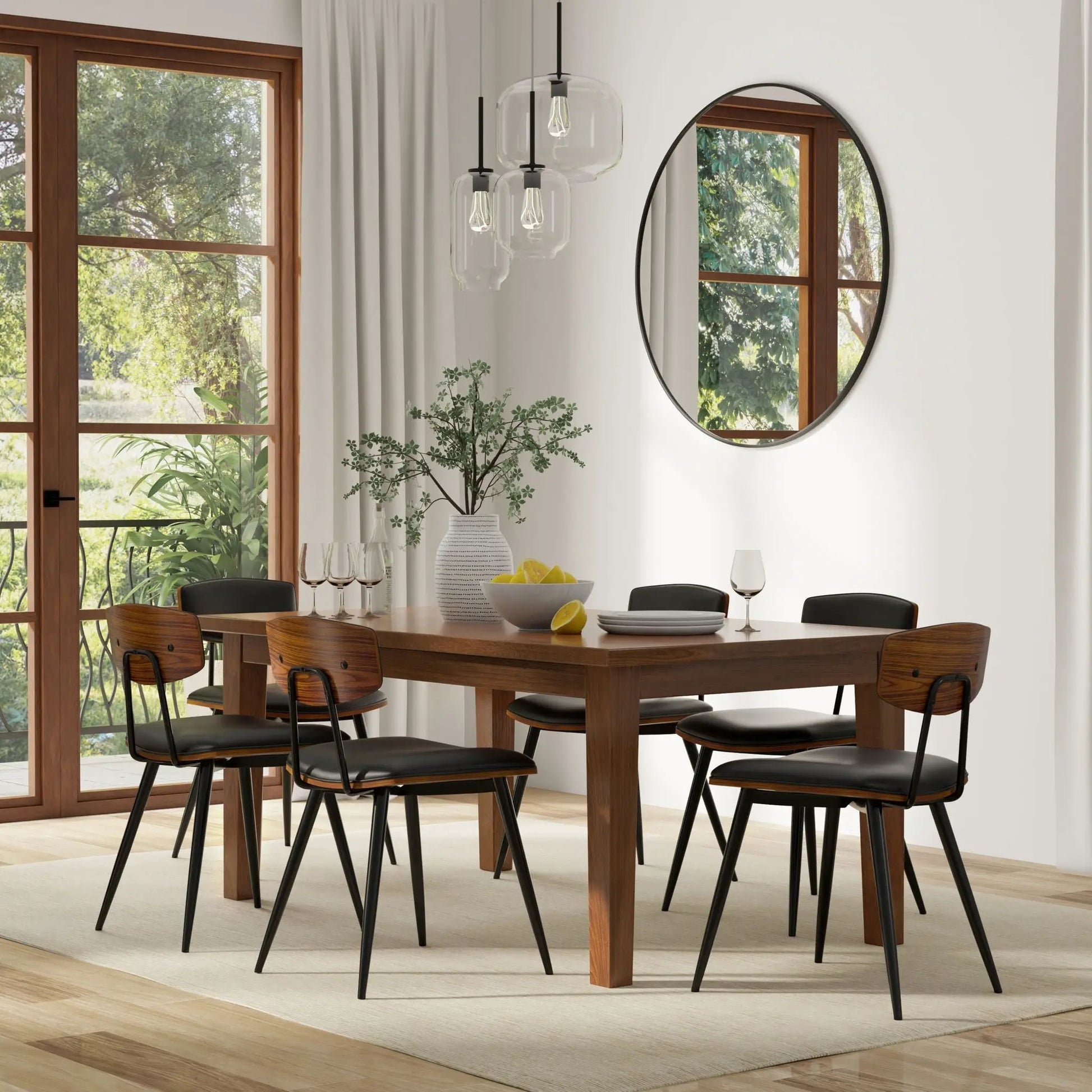 Eastwood handcrafted dining table with 6 wood chairs, dark finish, Unique Piece Furniture on Tampa Home & Garden Store