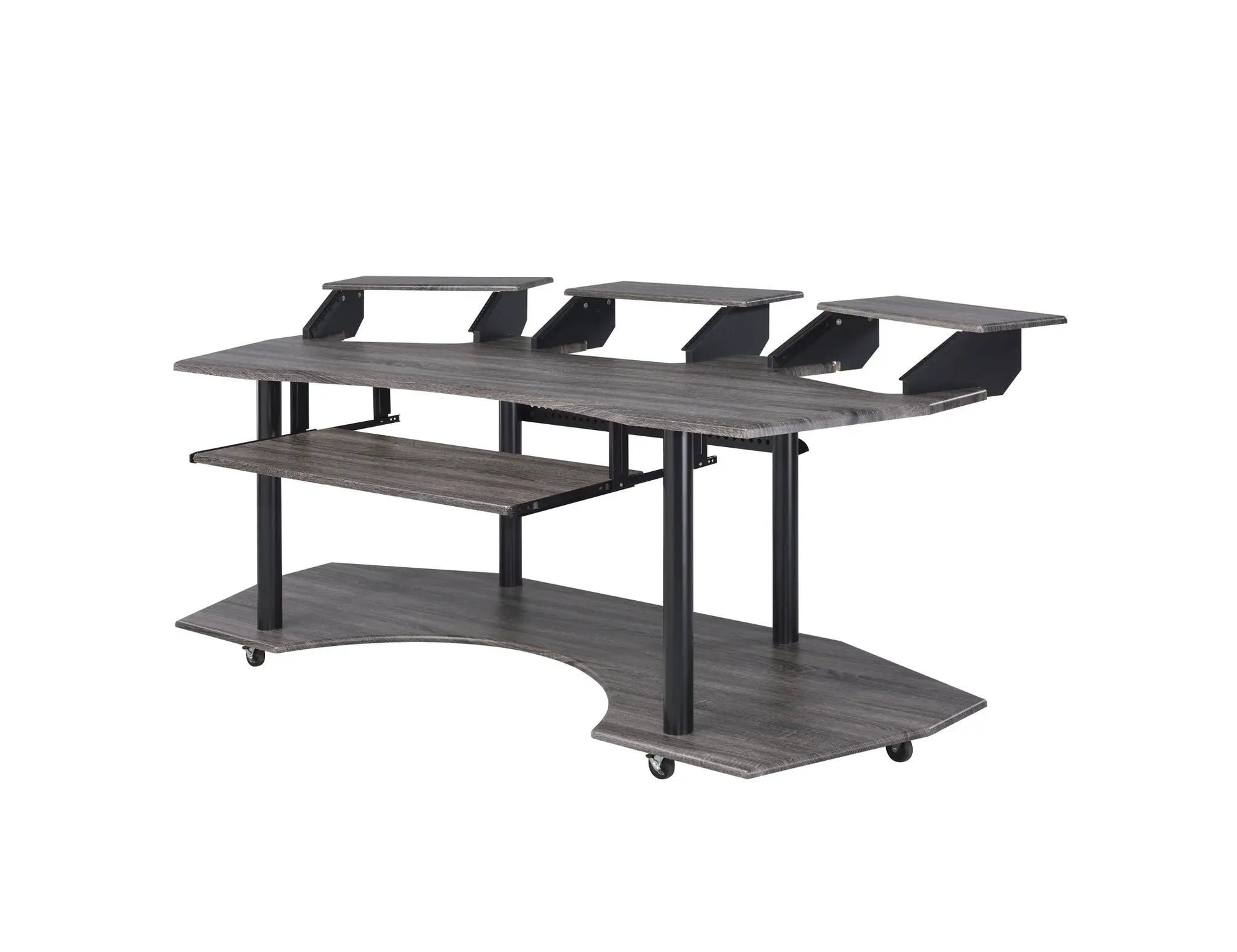 Eleazar Music Recording Studio Desk wood with black metal frame and monitor shelves on Tampa Home & Garden Store