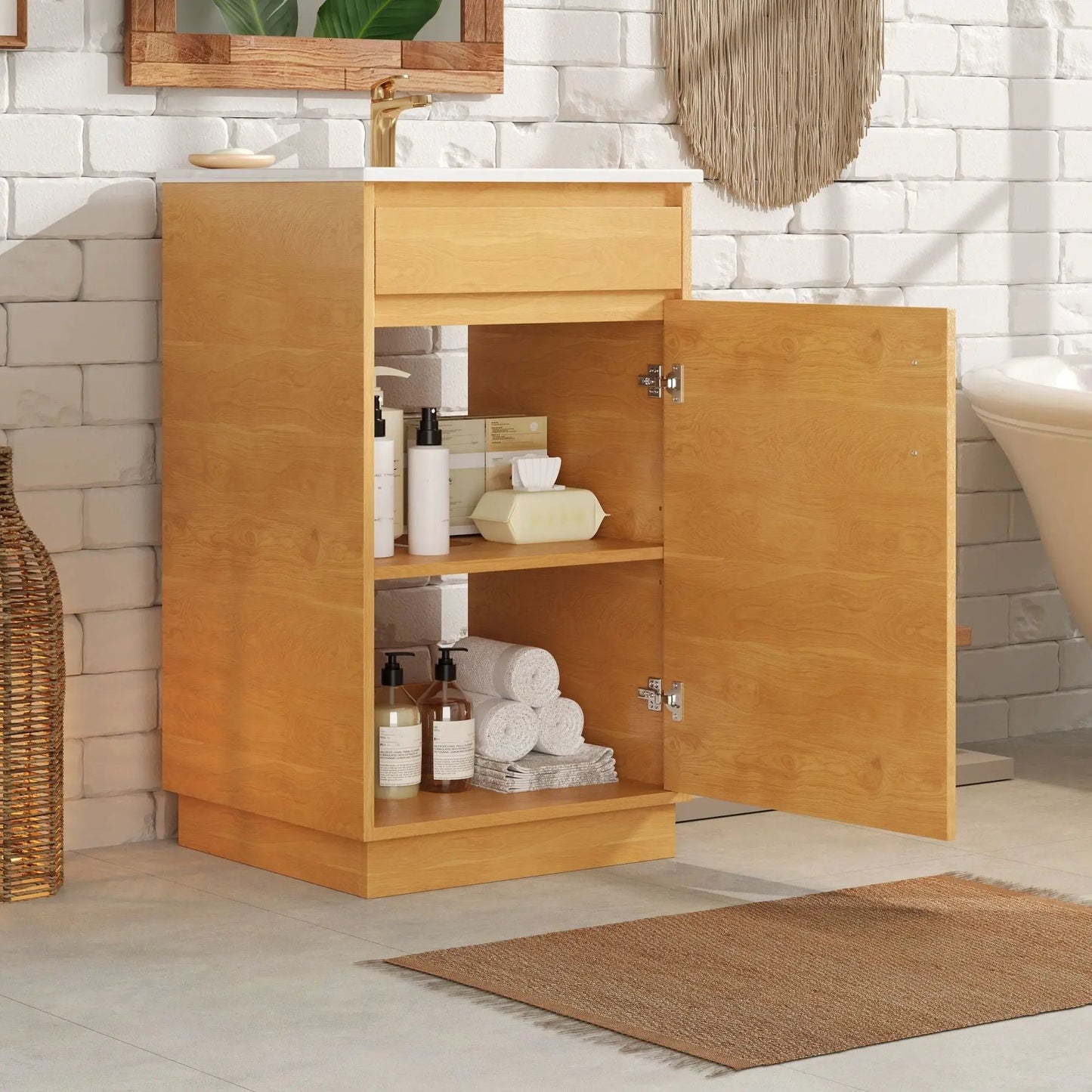 Bathroom Vanity with Sink, Freestanding Cabinet