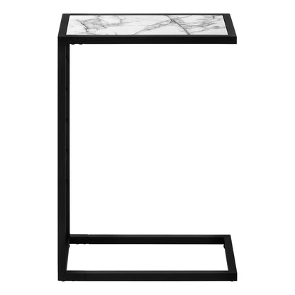 C-shaped accent table with black metal frame and white marble top by Unique Piece Furniture on Tampa Home & Garden Store