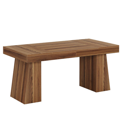 Executive Desk with double trapezoid base in wood finish, rich grain on Tampa Home & Garden Store