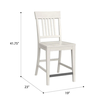 White slat-back counter stool by Unique Piece Furniture, compact kitchen seating on Tampa Home & Garden Store