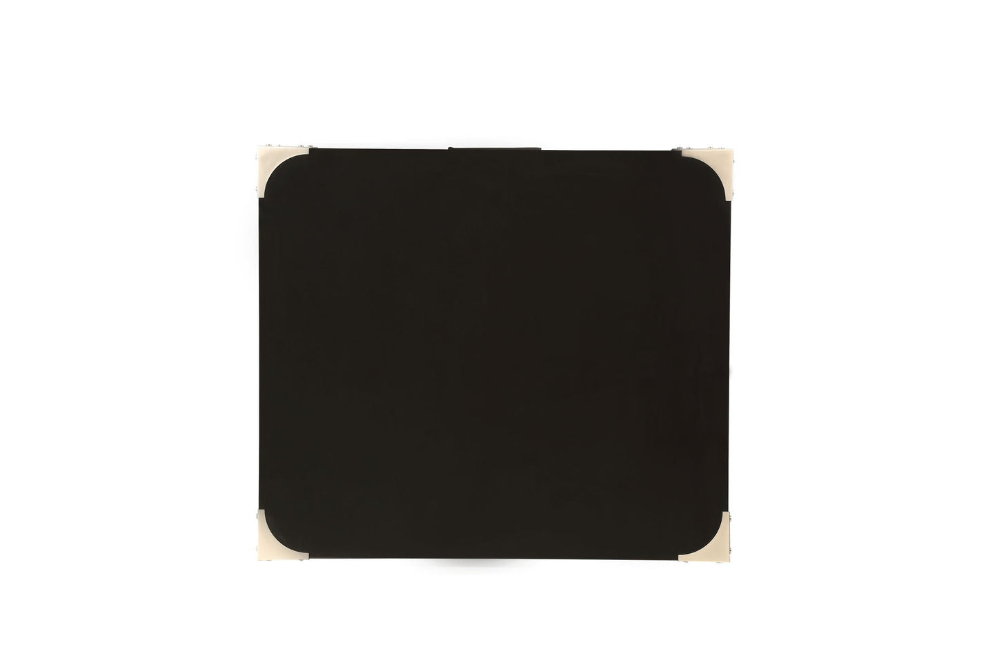 Babs Accent Table top view, black finish with rounded brass corner caps by HouseOfZazla on Tampa Home & Garden Store