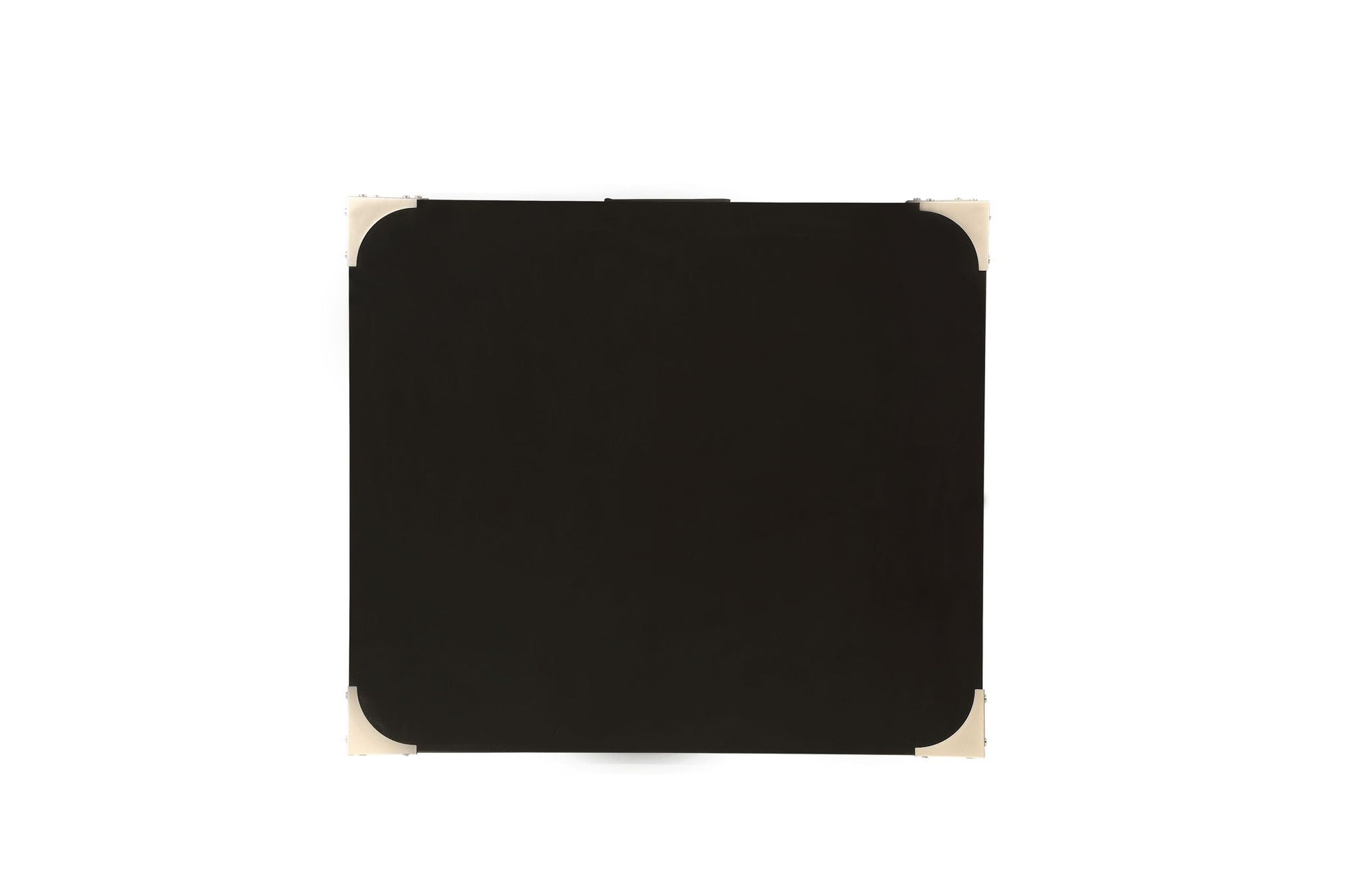 Babs Accent Table top view, black finish with rounded brass corner caps by HouseOfZazla on Tampa Home & Garden Store