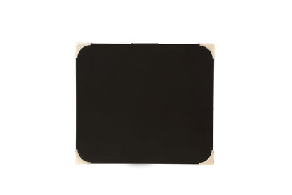 Babs Accent Table top view, black finish with rounded brass corner caps by HouseOfZazla on Tampa Home & Garden Store