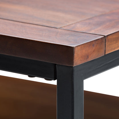 Handcrafted mango wood coffee table with black metal legs and clean edge details on Tampa Home & Garden Store