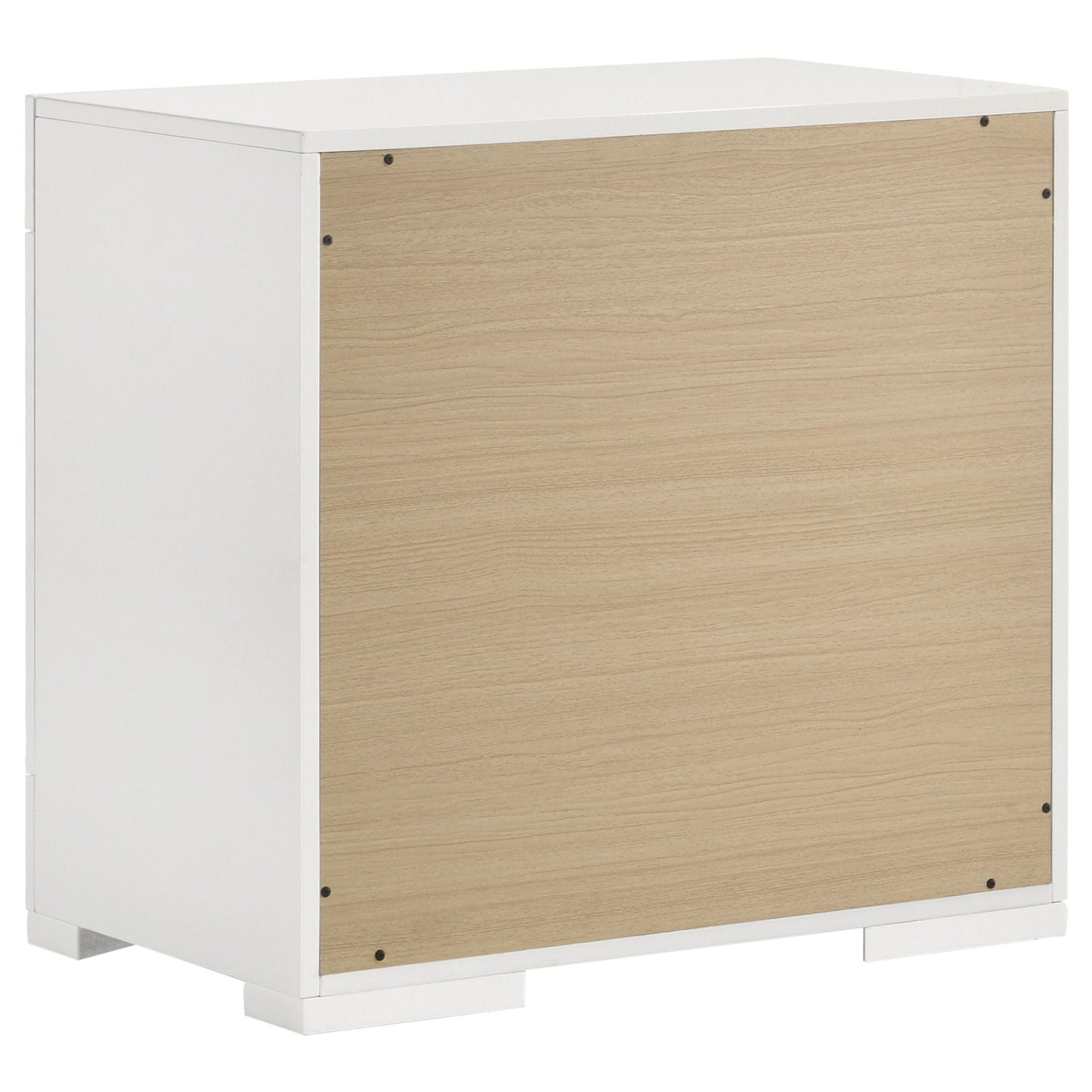 Pierce 4 Piece Bedroom Set white frame with natural woodgrain panel fronts on Tampa Home & Garden Store