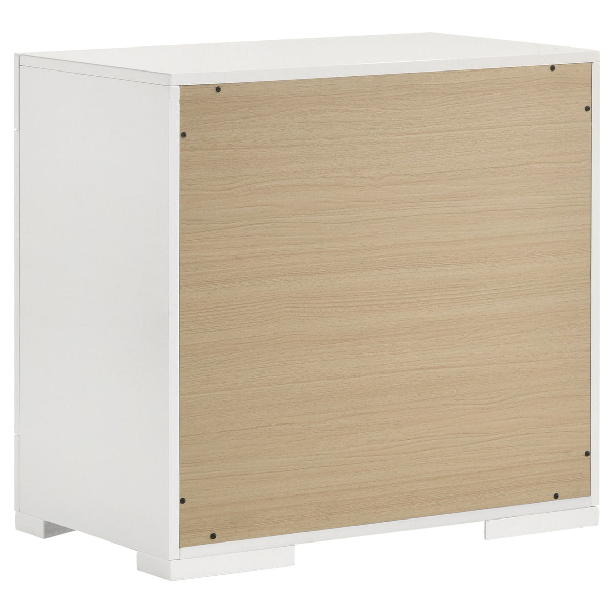 Pierce 4 Piece Bedroom Set white frame with natural woodgrain panel fronts on Tampa Home & Garden Store