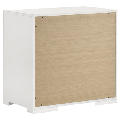 Pierce 4 Piece Bedroom Set white frame with natural woodgrain panel fronts on Tampa Home & Garden Store