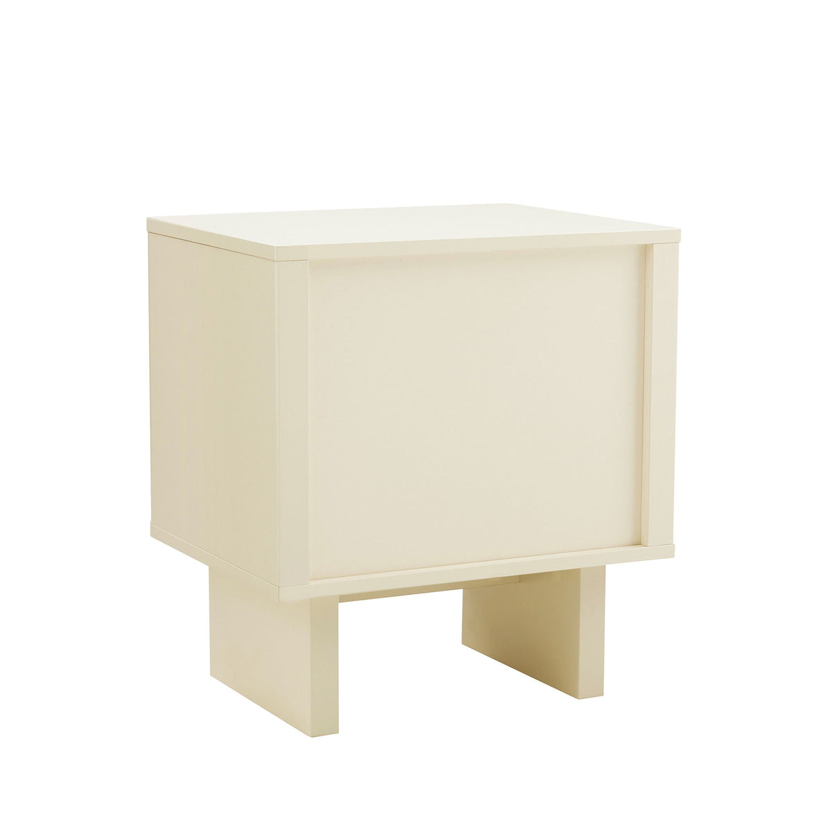 Modern accent nightstand with drawer and shelf, beige finish, minimalist lines on Tampa Home & Garden Store