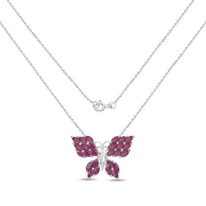 Ruby butterfly pendant 3.12 carat in .925 sterling silver on a delicate chain on Tampa Home & Garden Store