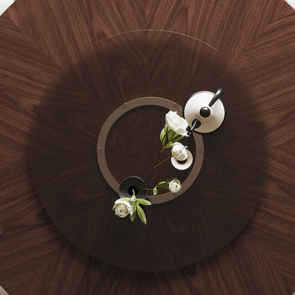 Round walnut dining table with glass lazy Susan by HouseOfZazla on Tampa Home & Garden Store