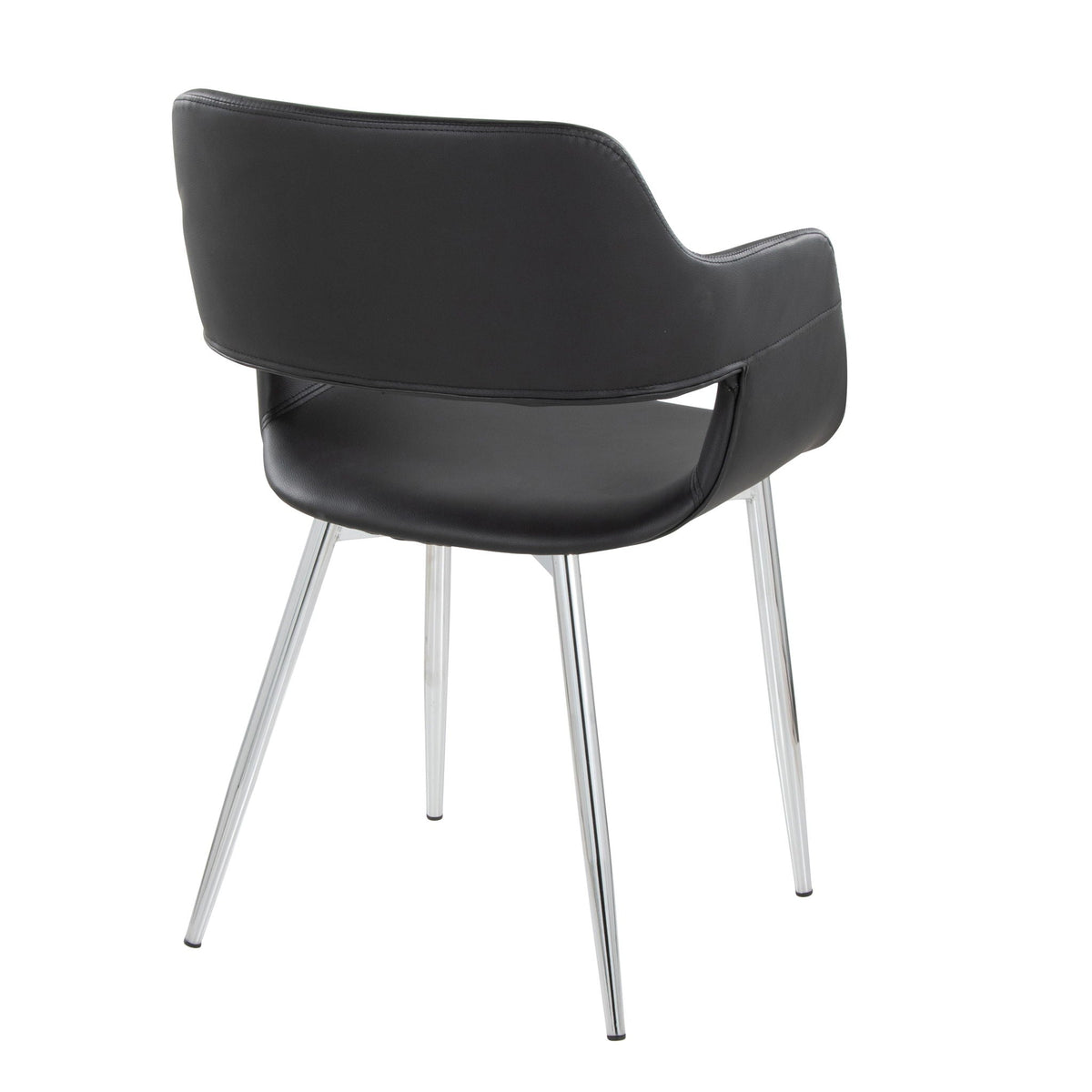 Contemporary dining chair with black faux-leather upholstery and chrome legs on Tampa Home & Garden Store