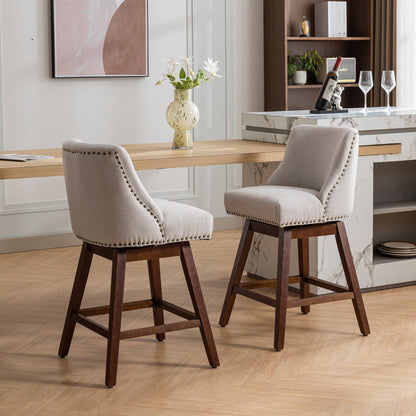 Counter Height Swivel Barstools Set of 2 with nailhead trim and dark wood legs HouseOfZazla on Tampa Home & Garden Store
