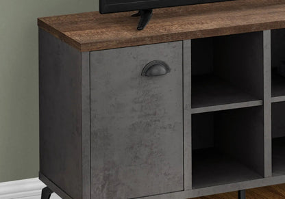 TV stand console with concrete gray doors, dark wood top by Unique Piece Furniture on Tampa Home & Garden Store