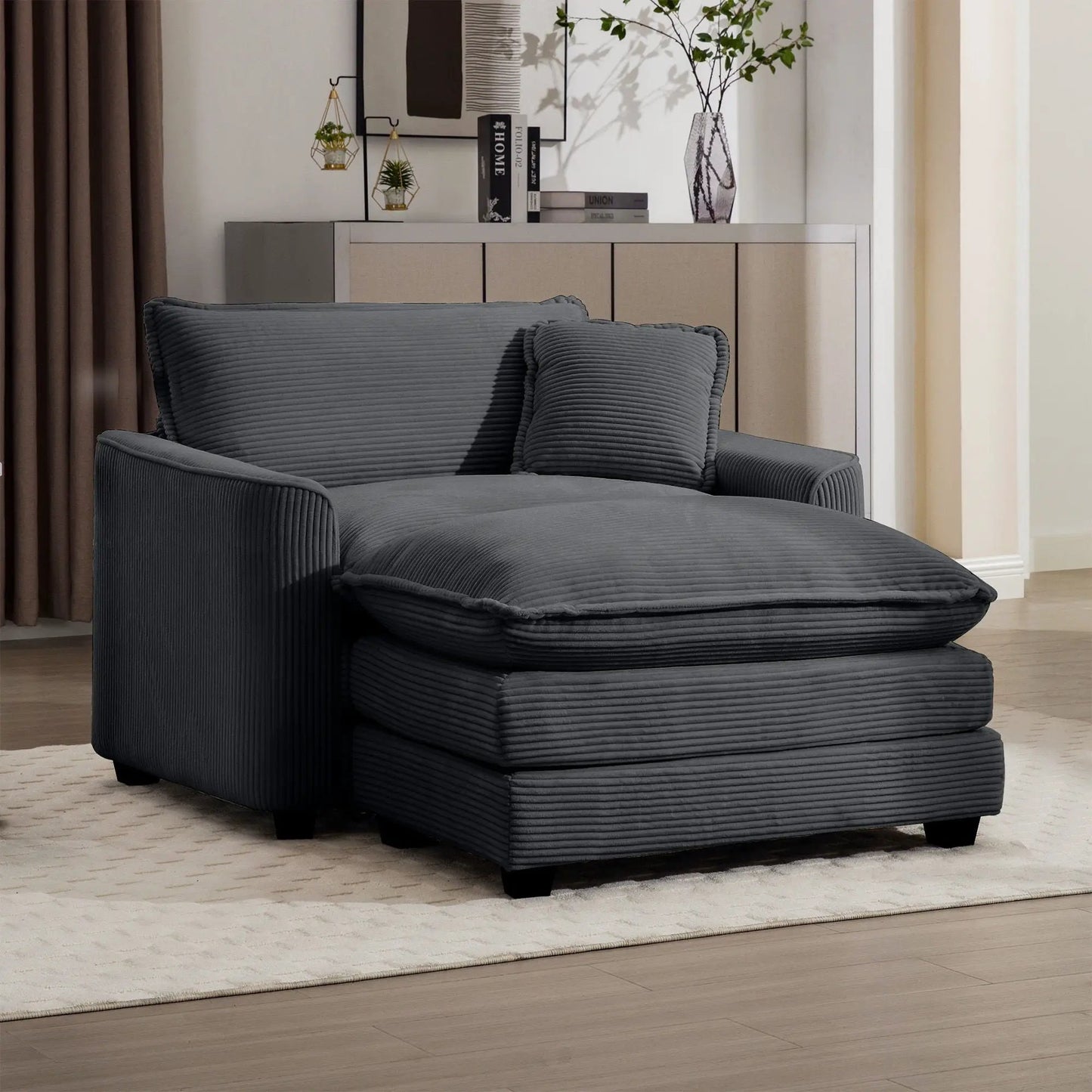 Classic Modern Comfortable Chair With Footstool