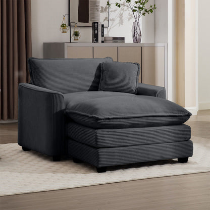 Classic Modern Deep Seat Chair and Footstool Set