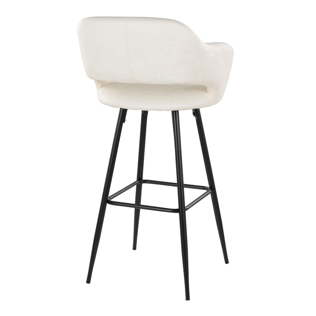 Contemporary fixed-height barstool set of 2, cream upholstery, square footrest, black legs on Tampa Home & Garden Store