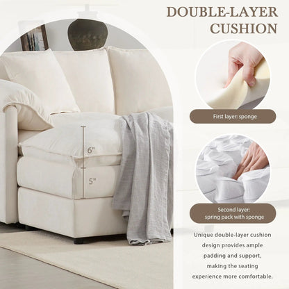 Cream modular sofa with deep wide seats and movable ottoman Unique Piece Furniture on Tampa Home & Garden Store