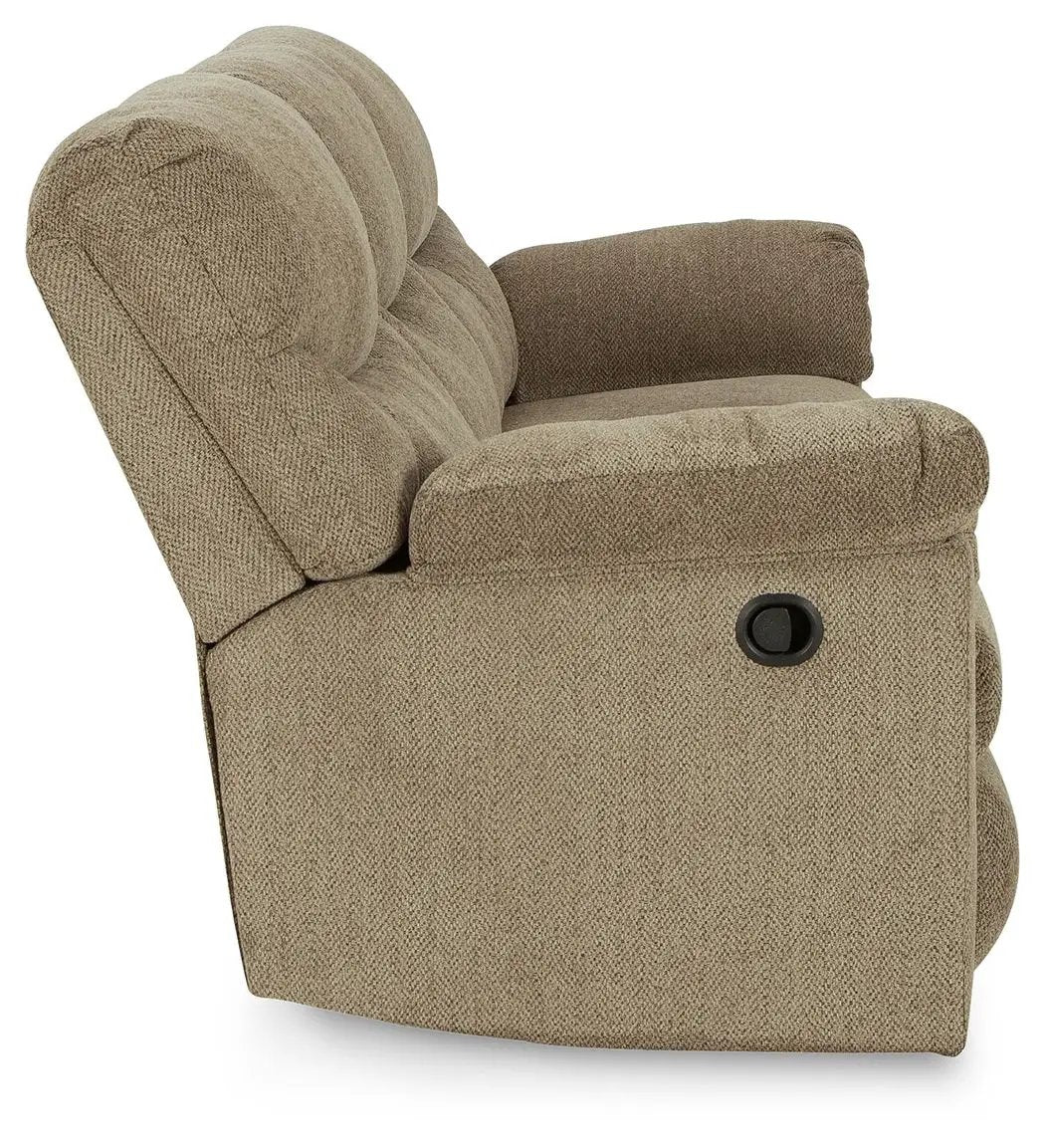 Alphons Reclining Sofa, beige textured fabric, side lever recline, Unique Piece Furniture on Tampa Home & Garden Store