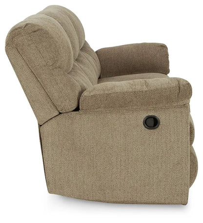 Alphons Reclining Sofa, beige textured fabric, side lever recline, Unique Piece Furniture on Tampa Home & Garden Store