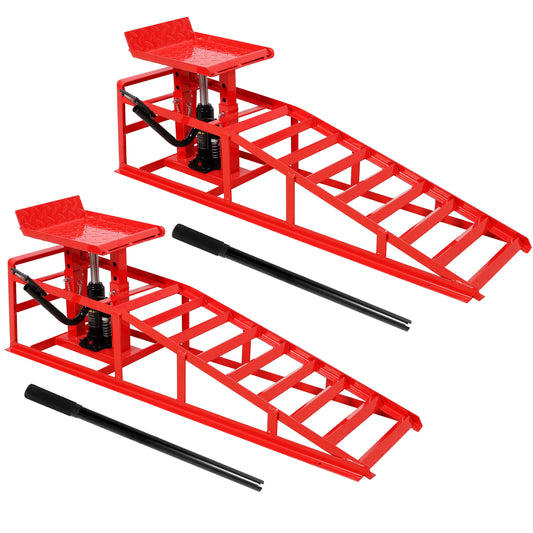 Auto car service ramps with pedal, red steel frame, 5 ton hydraulic lift by HouseOfZazla on Tampa Home & Garden Store