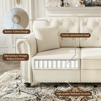 Upholstered Sofa Set with Nailhead and Pillows
