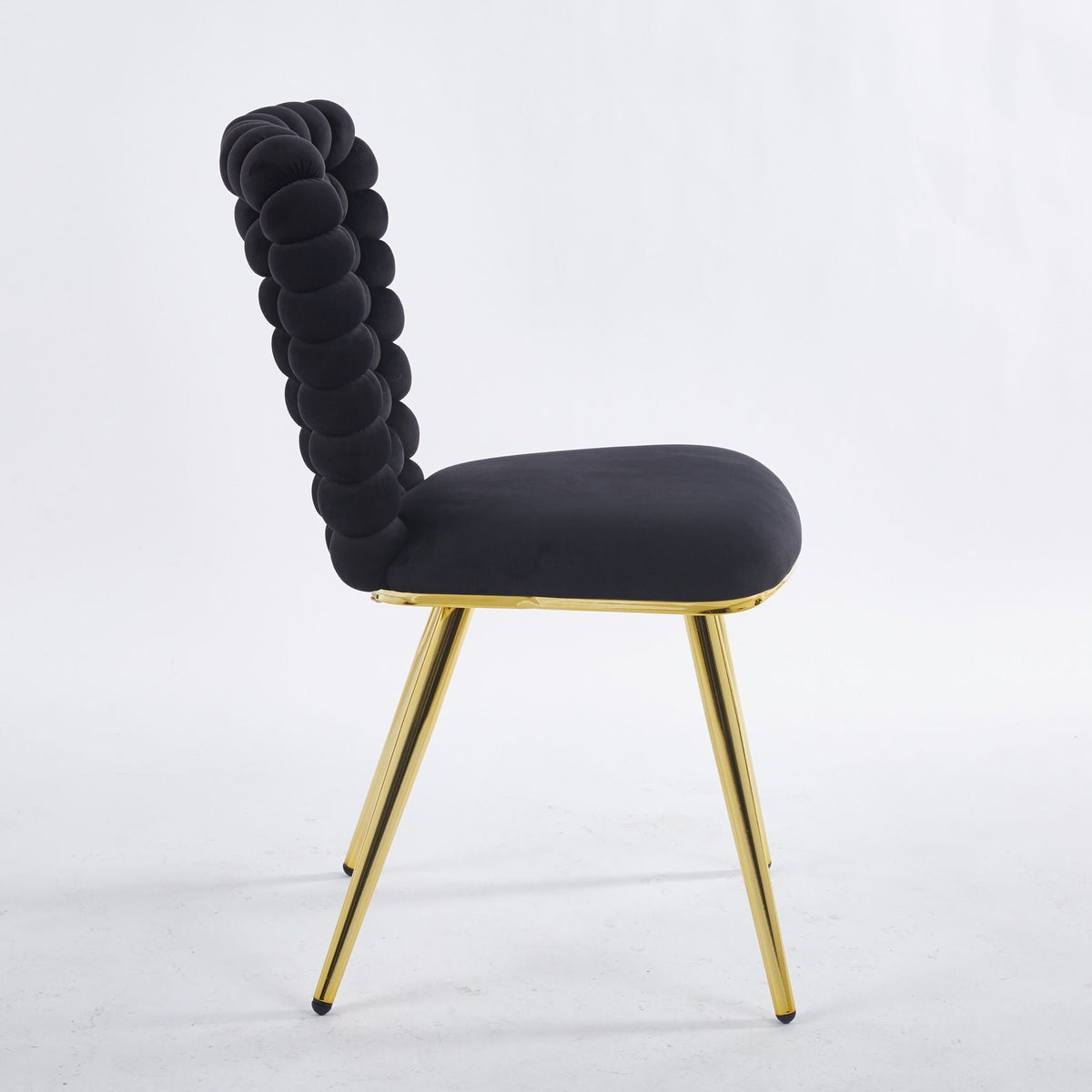 Modern Chair Set with black velvet cushions and beaded backrest, gold metal legs HouseOfZazla on Tampa Home & Garden Store
