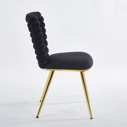 Modern Chair Set with black velvet cushions and beaded backrest, gold metal legs HouseOfZazla on Tampa Home & Garden Store