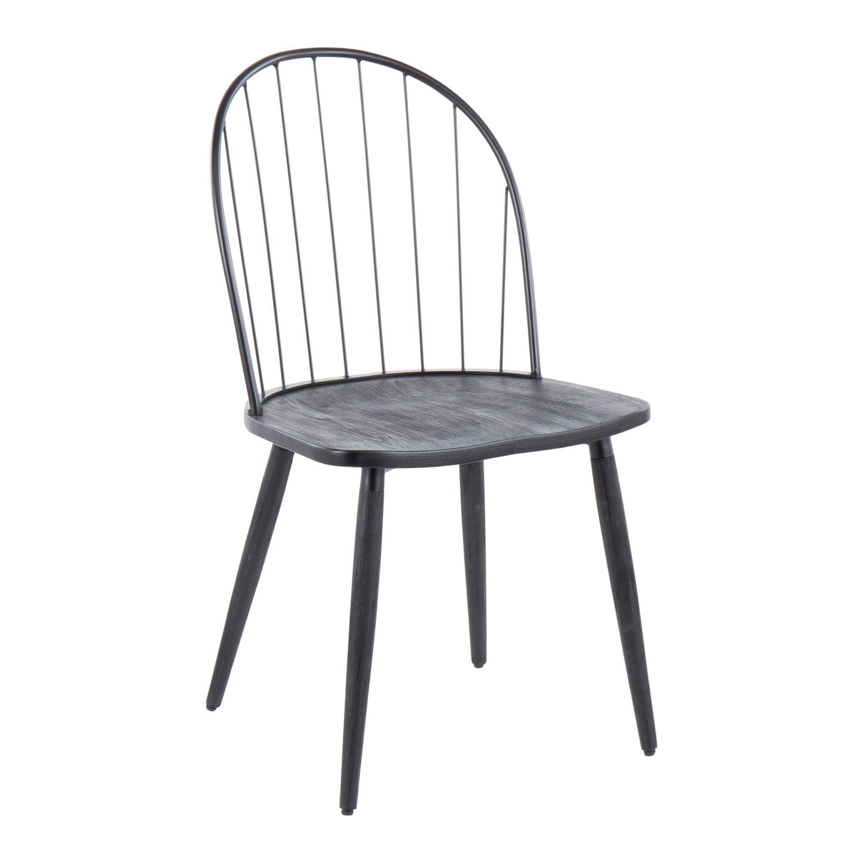 Industrial high-back armless chair in black metal with a spindle back on Tampa Home & Garden Store