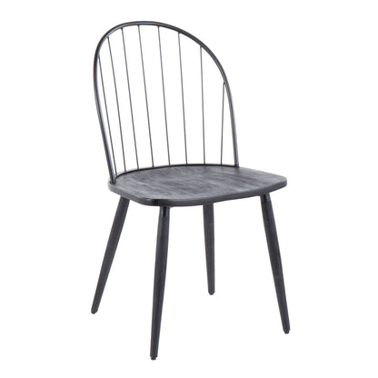Industrial high-back armless chair in black metal with a spindle back on Tampa Home & Garden Store